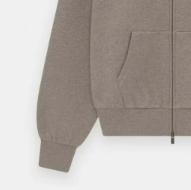 [WHOLESALE ONLY - CONTACT TO ORDER] Unisex Relaxed Fit Heavyweight 450 GSM Cotton Fleece Two-Way Full-Zip Hoodie with Back Graphic (Taupe Heather) [AW-303]
