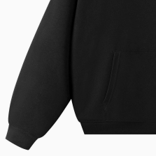 [WHOLESALE ONLY - CONTACT TO ORDER] Unisex Relaxed Fit Heavyweight 450 GSM 100% Combed Cotton Blank Crossover Hooded Pullover Sweatshirt (Jet Black) [AW-304]