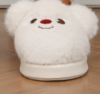 [WHOLESALE ONLY - CONTACT TO ORDER] Women's Heavyweight Fluffy Faux Fur 3D Bear Thick Platform Winter Slippers (Snow White) [FM-128]