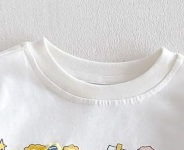 [WHOLESALE ONLY - CONTACT TO ORDER] Toddler & Kids Unisex 100% Combed Cotton Long Sleeve T-Shirt with 3D Plush Teddy Bear Applique (Clean White) [KW-188]