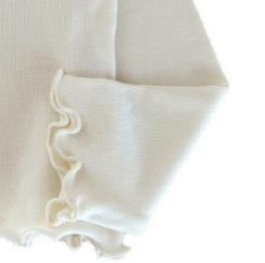[WHOLESALE ONLY - CONTACT TO ORDER] Toddler & Girls Korean Style High-Stretch Fine Rib-Knit Lettuce Edge Mock Neck Long Sleeve Base Layer Top (Cream White) [KW-190]
