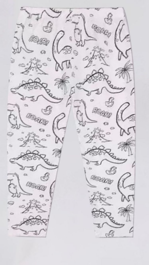 [WHOLESALE ONLY - CONTACT TO ORDER] Toddler & Kids Unisex 100% Combed Cotton All-Over Dinosaur Sketch Print Long Sleeve Pajama Set (Optic White) [KW-201]