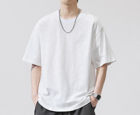 [WHOLESALE ONLY - CONTACT TO ORDER] Men's Heavyweight 100% Combed Cotton Surfing Animal Graphic Crewneck T-Shirt (Optic White) [AW-413]