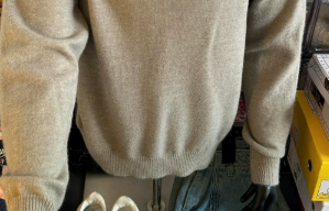 [WHOLESALE ONLY - CONTACT TO ORDER] Men's Korean Clean Fit Brushed Mohair-Touch Knit Henley Pullover Sweater (Oatmeal Beige Melange) [AW-335]