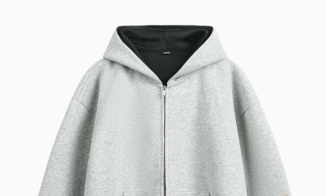 [WHOLESALE ONLY - CONTACT TO ORDER] Unisex Korean Clean Fit Heavyweight Scuba Fleece High-Neck Two-Way Full-Zip Hoodie (Light Heather Grey / Contrast Black Lining) [AW-342]