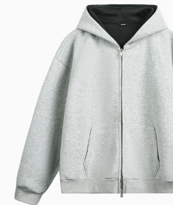 [WHOLESALE ONLY - CONTACT TO ORDER] Unisex Korean Clean Fit Heavyweight Scuba Fleece High-Neck Two-Way Full-Zip Hoodie (Light Heather Grey / Contrast Black Lining) [AW-342]