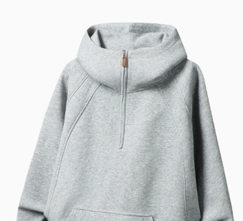 [WHOLESALE ONLY - CONTACT TO ORDER] Unisex Korean Clean Fit Heavyweight Scuba Fleece High-Neck Half-Zip Pullover Hoodie (Light Heather Grey) [AW-343]