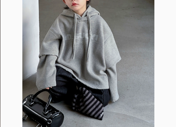 [WHOLESALE ONLY - CONTACT TO ORDER] Kids Unisex Oversized 80% Cotton Heavyweight Double-Sleeve Layered Fleece Pullover Hoodie (Heather Grey) [KW-220]