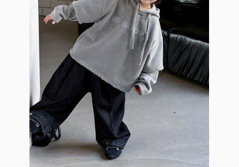 [WHOLESALE ONLY - CONTACT TO ORDER] Kids Unisex Oversized 80% Cotton Heavyweight Double-Sleeve Layered Fleece Pullover Hoodie (Heather Grey) [KW-220]