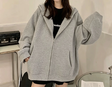 [WHOLESALE ONLY - CONTACT TO ORDER] Unisex Heavyweight 75% Cotton Full-Zip Oversized Kangaroo Pocket Hoodie (Classic Heather Grey) [AW-427]