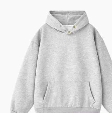 [WHOLESALE ONLY - CONTACT TO ORDER] Unisex Heavyweight 75% Cotton Brass Snap-Collar Kangaroo Pocket Hoodie (Heather Grey) [AW-430]