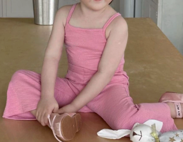 [WHOLESALE ONLY - CONTACT TO ORDER] Toddler & Girls Combed Cotton Textured Knit Camisole Top & Flare Pants 2-Piece Set (Bubblegum Pink) [KW-270]