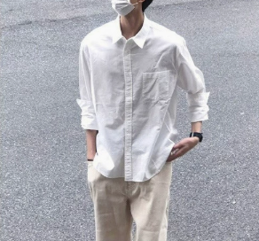 [WHOLESALE ONLY - CONTACT TO ORDER] Men's Relaxed Fit 100% Cotton Oxford Cloth Long Sleeve Button-Up Shirt with Chest Pocket (White) [AW-432]