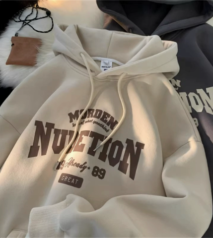 [WHOLESALE ONLY - CONTACT TO ORDER] Unisex Heavyweight Cotton Blend Vintage Collegiate Graphic Fleece Pullover Hoodie (Cream Apricot) [AW-518]