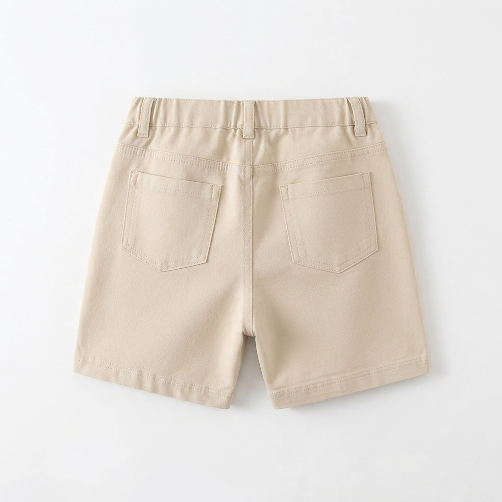 [WHOLESALE ONLY - CONTACT TO ORDER] Toddler Boys Cotton Stretch Chino Shorts - Elastic Waistband with Back Pockets Summer Casual Shorts [KW-146]