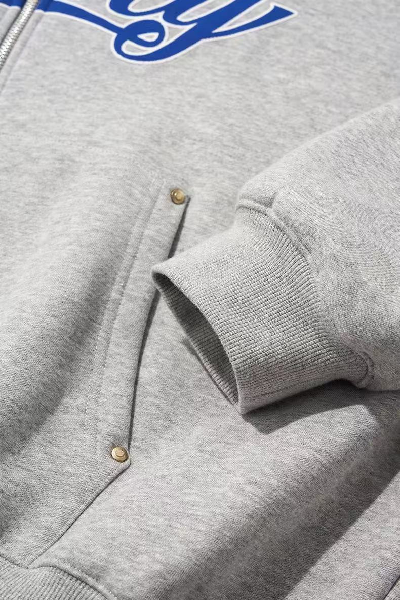 Winter ’25 Boxy Cropped Hoodie with Embroidered Accents and Plush Collar