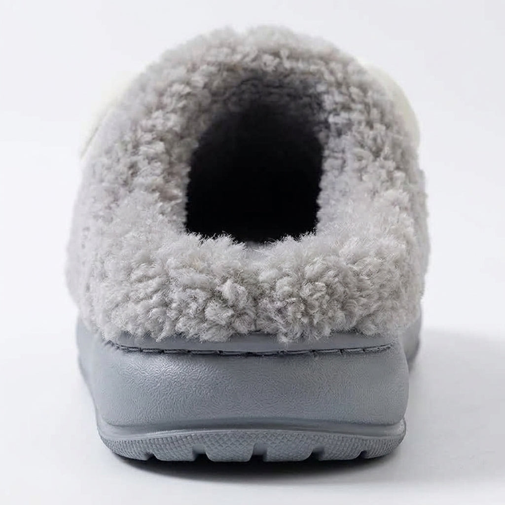 [WHOLESALE ONLY - CONTACT TO ORDER] Unisex 3D Sheep Horn Curly Boucle Fleece Memory Foam Winter Slippers - Platform Non-Slip House Shoes (Heather Grey) [FM-106]