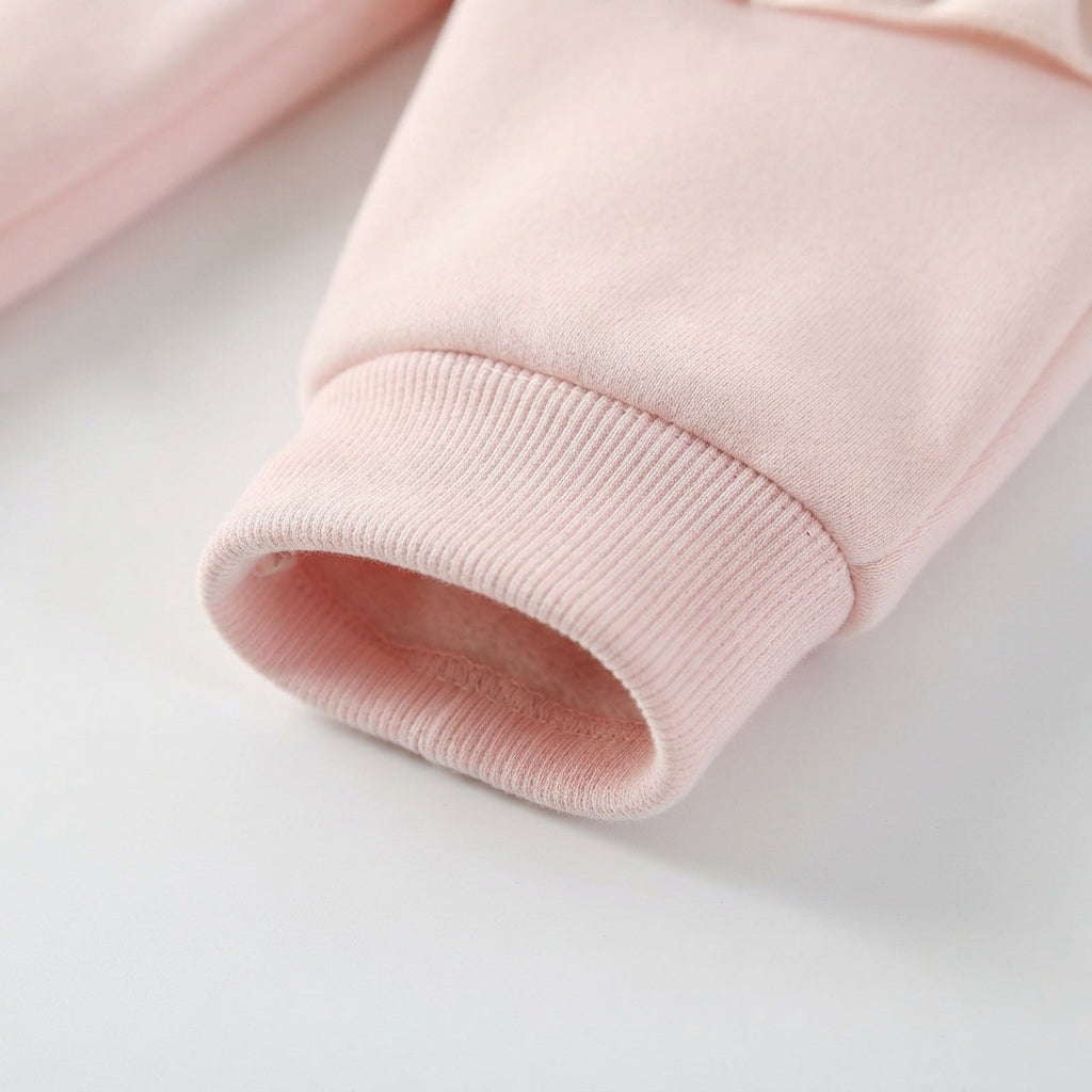 [WHOLESALE ONLY - CONTACT TO ORDER] Toddler Baby Girls 2-Piece Fleece Sweatshirt & Joggers Set - 3D Stuffed Bunny Doll Crossbody Floral Embroidery Pink Tracksuit [KW-154]