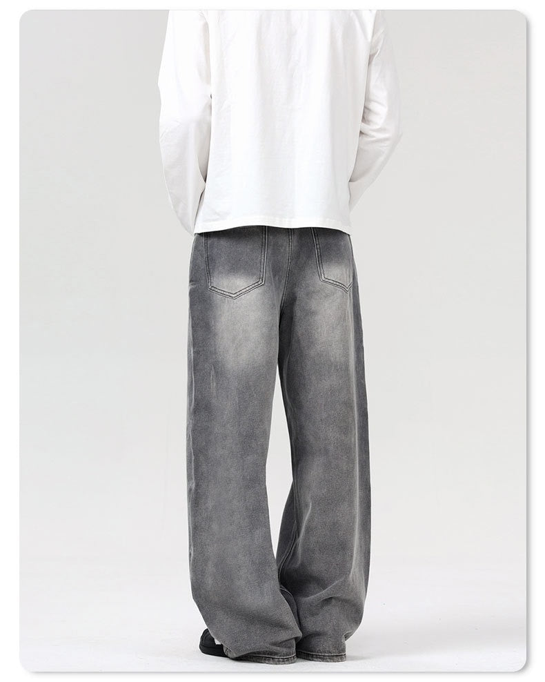 Vintage American style washed smoky grey denim jeans [DROP2-012]