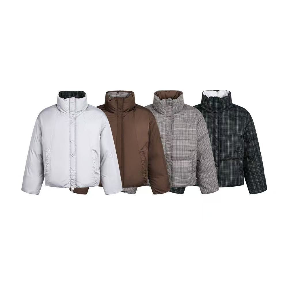 Reversible Color-Block Plaid Down Jacket [DROP2-007]
