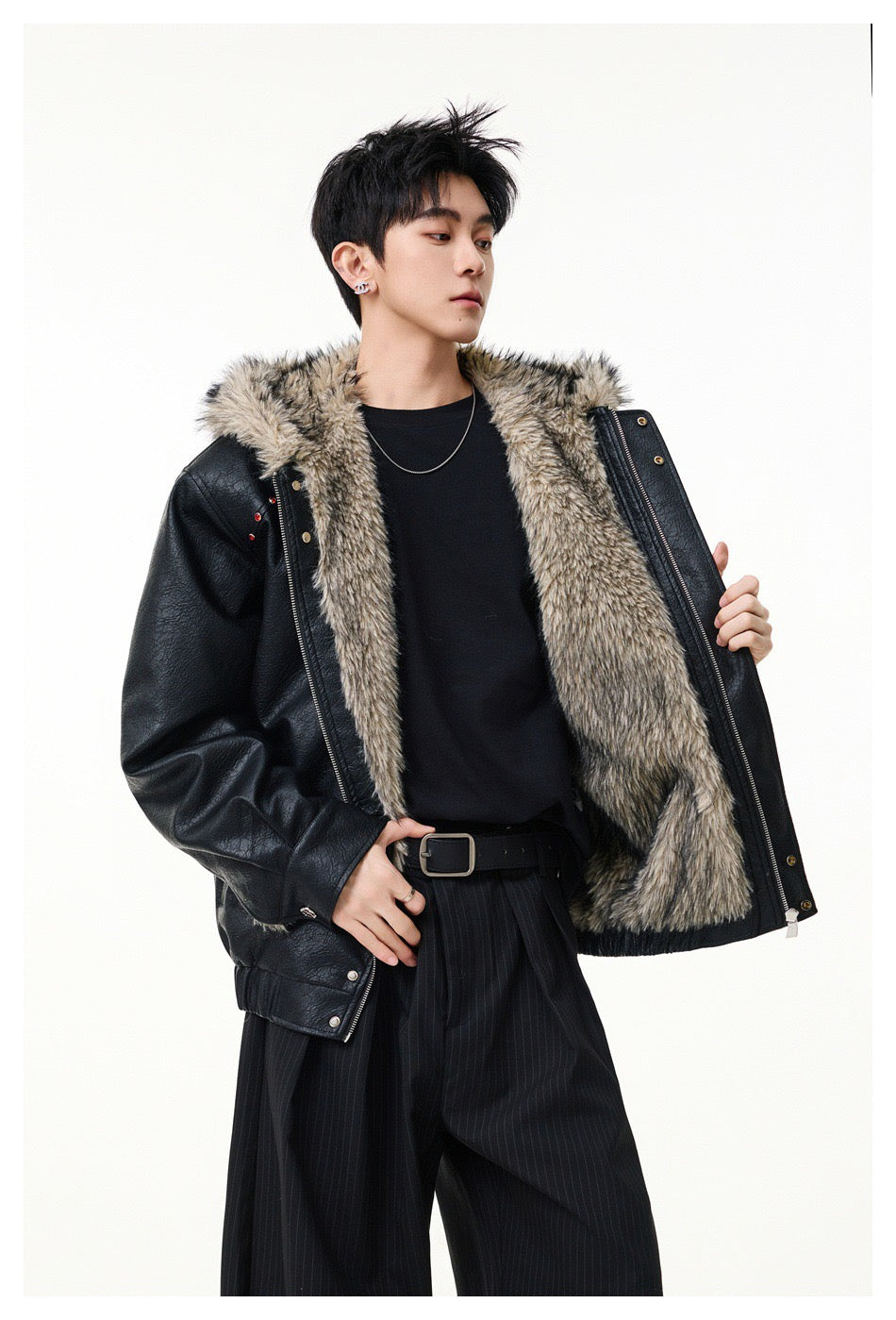 2026 New Vintage Lapel PU Leather Jacket