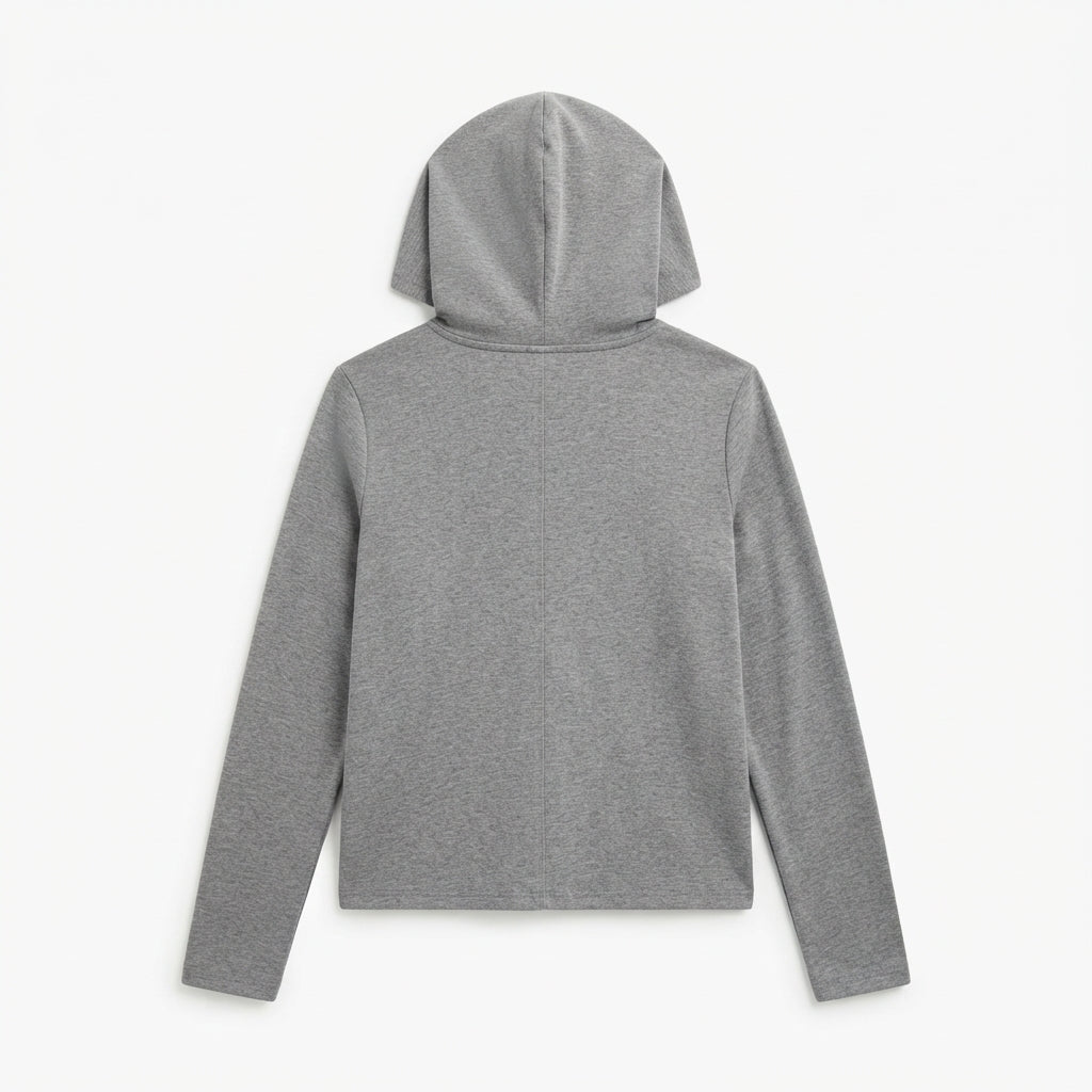 [WHOLESALE ONLY - CONTACT TO ORDER] Women's Premium 320GSM 85% Cotton French Terry Slim-Fit Full-Zip Cropped Hoodie (Heather Dark Grey) [AW-102]