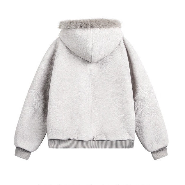 Vintage Style Oversized Plush Fur Collar Thick Winter Coat [DROP2-014]