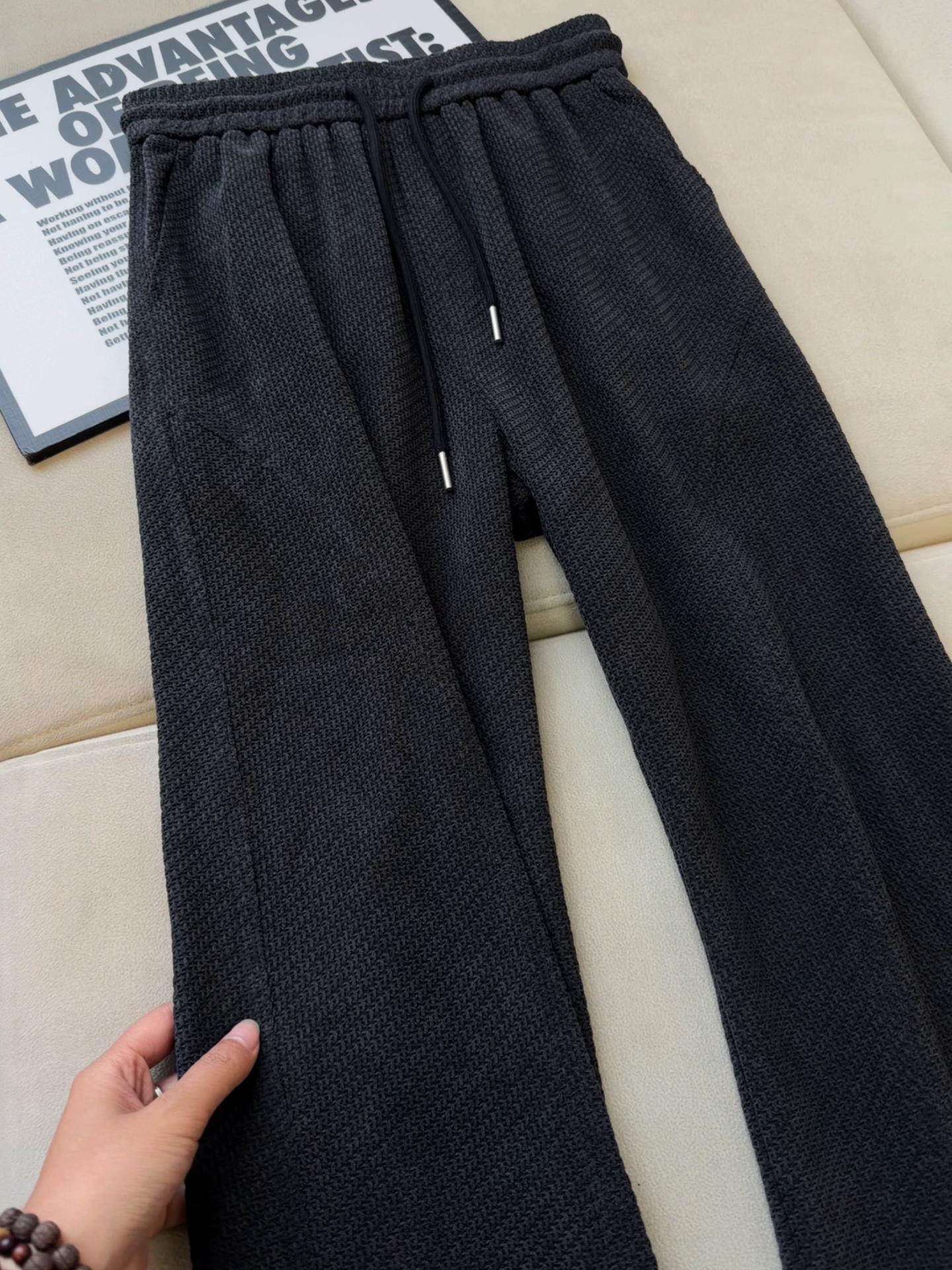 Men’s Breathable Casual Pants, Textured Plaid Loose Fit Trousers, Lightweight Summer Long Pants[NA-020]