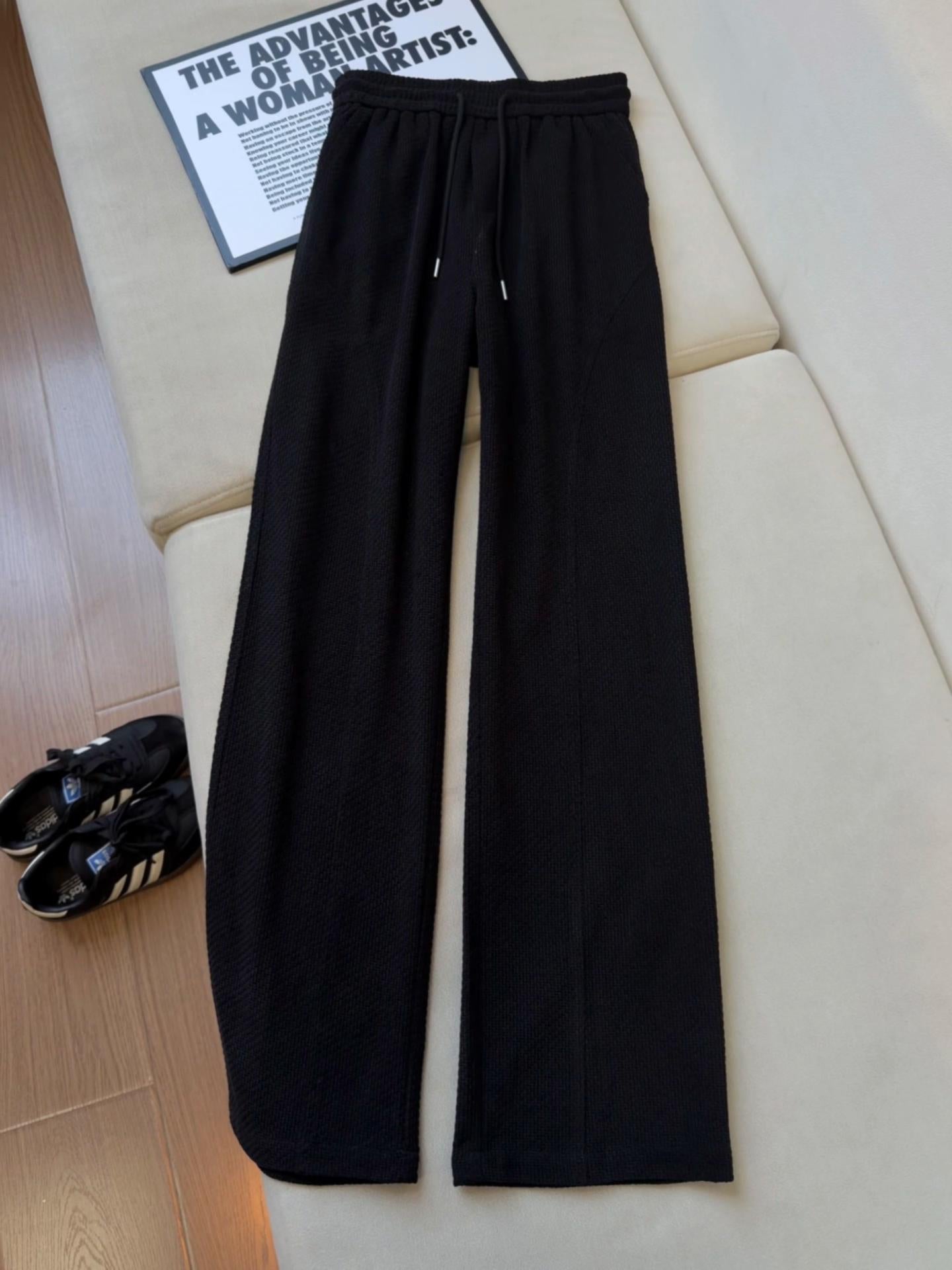 Men’s Breathable Casual Pants, Textured Plaid Loose Fit Trousers, Lightweight Summer Long Pants[NA-020]