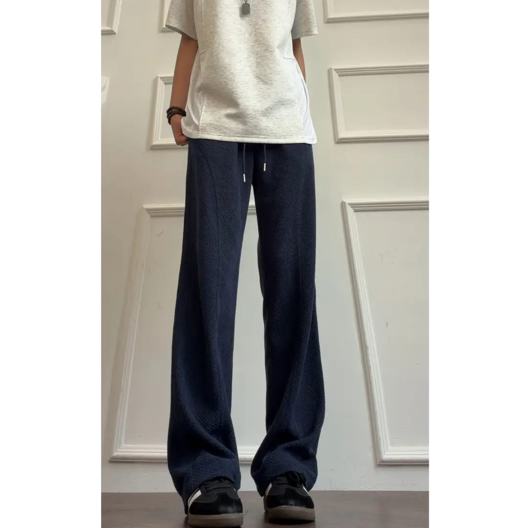 Men’s Breathable Casual Pants, Textured Plaid Loose Fit Trousers, Lightweight Summer Long Pants[NA-020]
